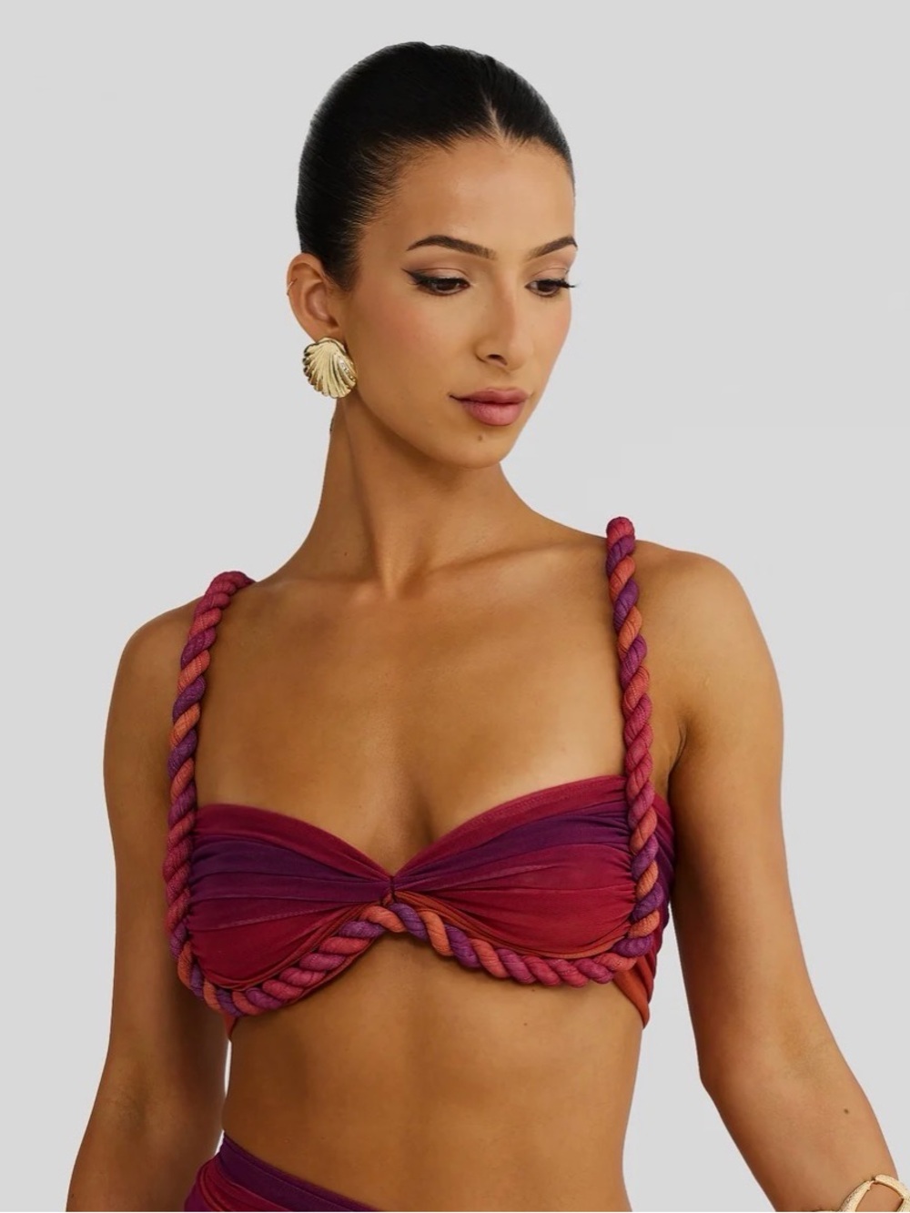 Twist-Rope Underwire Bra Top in Burgundy and Rust